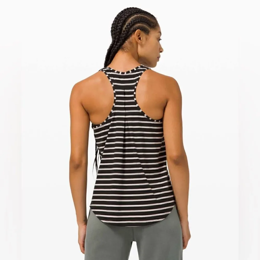 Lululemon Love Tank *Pleated Yachtie Stripe Black Chrome